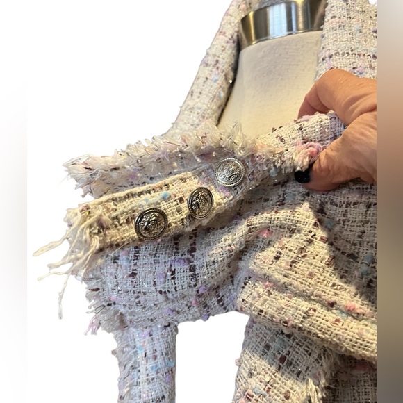 EUC From Aqua Tweed double breasted look cropped jacket - Picture 6 of 9